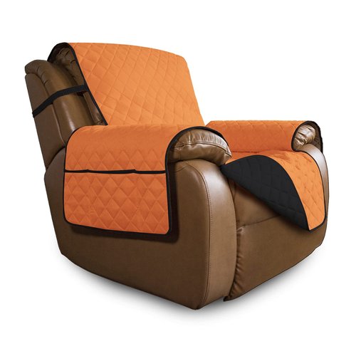 Easy-Going Oversized Recliner Chair Slipcover Reversible Sofa Cover Water Resistant Couch Cover Furniture Protector with Elastic Straps for Pets Dog (Oversized Recliner, Orange/Black)