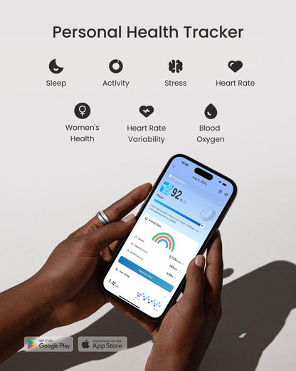 RENPHO Lynx Smart Ring-All Day Sleep & Activity Tracking, Includes Charging Case, Gifts for Men, 7-Day Battery Life, Subscription-Free App for iOS & Android, Size Before You Buy (Silver, Size 8)