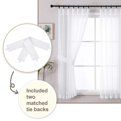 OWENIE White Pinch Pleated Sheer Curtains 84 Inches Long 2 Panels Set for Bedroom Living Room, Soft Airy Light Filtering Sheer Privacy Curtains Drapes, White, 2Pcs, Each 40x84 Inch