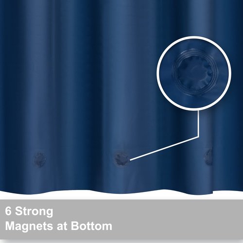Barossa Design Navy Shower Curtain Liner with 6 Magnets - Waterproof PEVA Shower Liner for Bathroom, 72" x 72" Standard Size, PVC Free, Metal Grommets - Navy Blue, 72x72