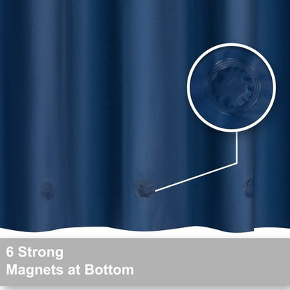 Barossa Design Navy Shower Curtain Liner with 6 Magnets - Waterproof PEVA Shower Liner for Bathroom, 72" x 72" Standard Size, PVC Free, Metal Grommets - Navy Blue, 72x72