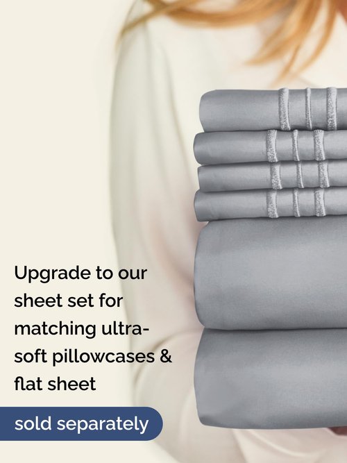Extra Deep Full Fitted Sheet - Hotel Luxury Single Fitted Sheet Only - Easily Fits 18 inch to 24 inch Mattress - Ultra Soft, Wrinkle & Fade Free w/Extra Deep Pockets - Breathable & Comfy - Steel Blue