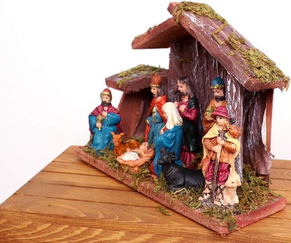 Regine Switzerland Christmas Nativity Figurine - Beautiful Nativity Scene Statue with Wooden Stable