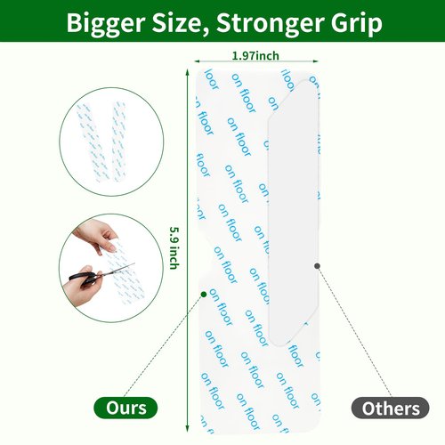 Sahhika Rug Tape,12Pcs Non Slip Grippers for Rug,Double Sided Reusable Rug Stopper Keep Area Rugs Corners from Curling and Bunching,Washable Rug Pad Grippers for Hardwood Floors, Tile Floors (White)