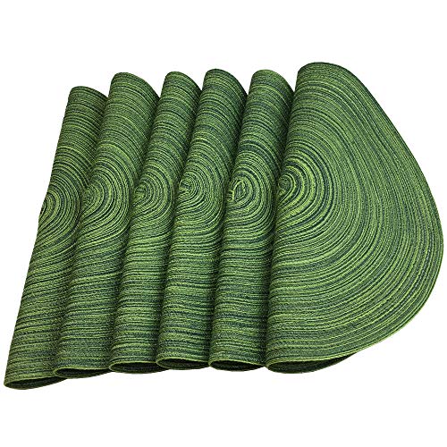 WAZAIGUR 14-Inch Round Placemats Set of 6 - Hunter Green