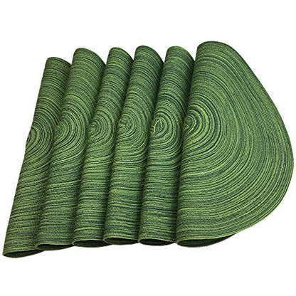 WAZAIGUR 14-Inch Round Placemats Set of 6 - Hunter Green