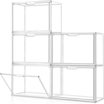 Clear Acrylic Purse Organizer by [Brand Name] - 5-Pack Stackable Storage Bins with Magnetic Doors | Ideal for Handbags, Heels & Collectibles