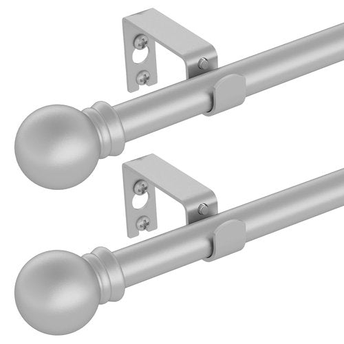 GXOACKJ 2 Pack Silver Curtain Rods for windows 48 to 84-93 inch, 5/8 inch Splicing Heavy Duty Metal Curtain Rod Set with Brackets