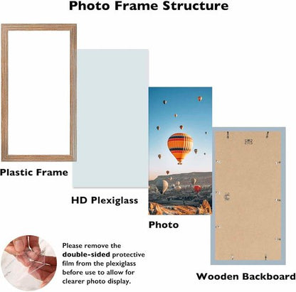 JCJMY 8x17 Rustic Brown Picture Frame - Versatile Horizontal & Vertical Wall Display for Photos