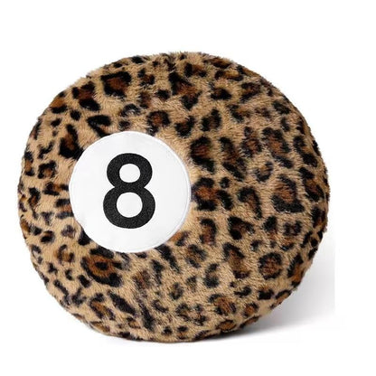 Leopard Print 8 Ball Throw Pillow - Cheetah Pattern Plush Decorative Cushion