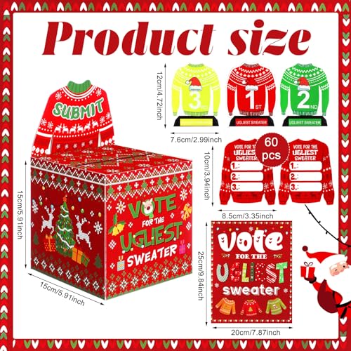 Christmas Ugly Sweater Party Voting Box Set with Medals and Cards