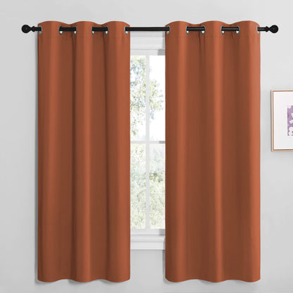 NICETOWN Bedroom Blackout Curtains 68 inches Long, Privacy and Thermal Insulated Blackout Drapes for Windows (Burnt Orange, 1 Pair, 42 x 68 inches)
