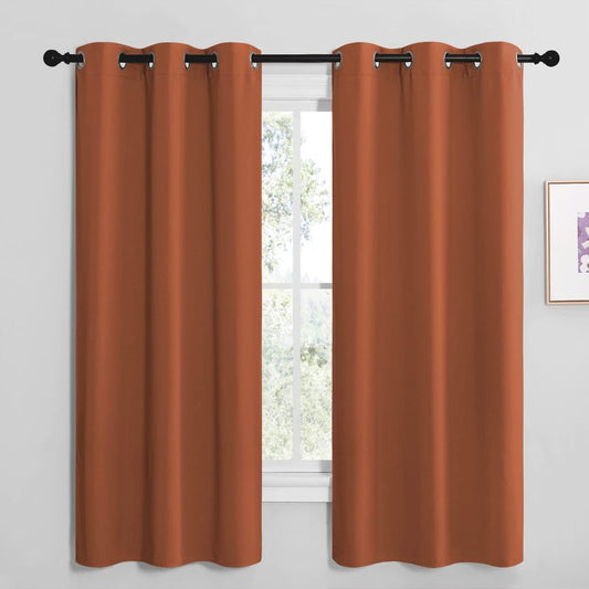 NICETOWN Bedroom Blackout Curtains 68 inches Long, Privacy and Thermal Insulated Blackout Drapes for Windows (Burnt Orange, 1 Pair, 42 x 68 inches)