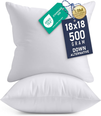 Utopia Bedding 18x18 Pillow Inserts - Set of 2 White Decorative Throw Pillows | Soft & Supportive Cushions for Bed, Sofa & Couch