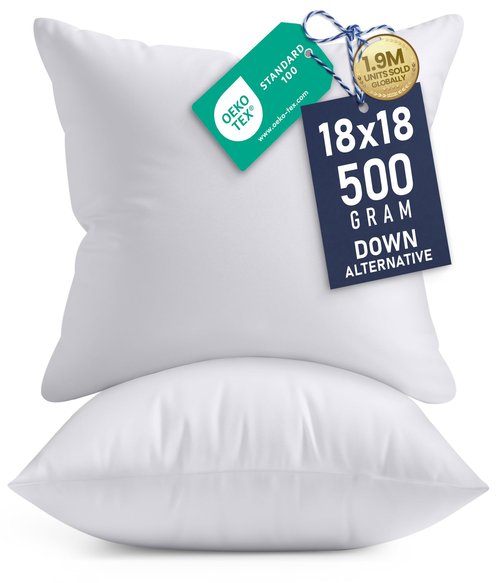 Utopia Bedding 18x18 Pillow Inserts, Set of 2, White – Indoor Decorative Throw Pillows for Bed, Sofa & Couch – Soft, Supportive & Fluffy Cushion Inserts