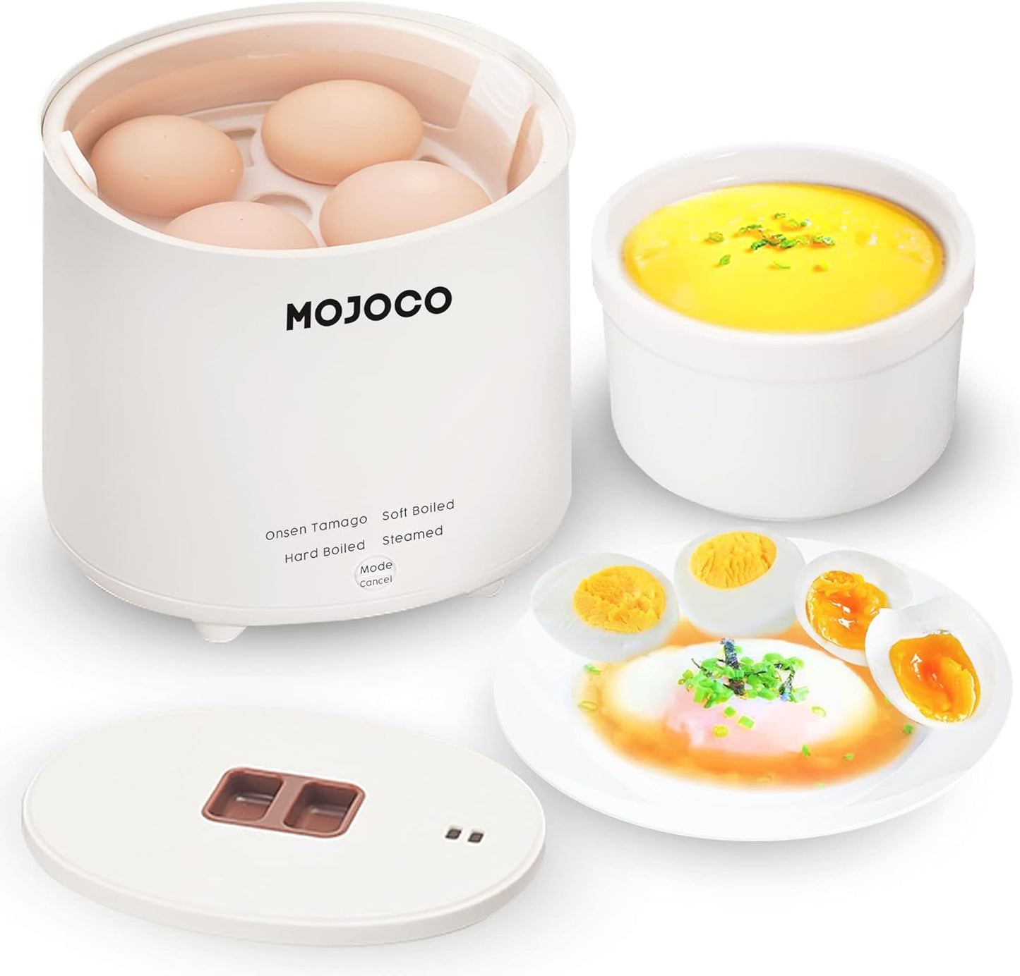 Mojoco Rapid Egg Cooker - Electric Mini Egg Maker for Steamed & Boiled Eggs | Auto Shut Off Feature