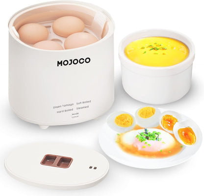 Mojoco Rapid Egg Cooker - Electric Mini Egg Maker for Steamed & Boiled Eggs | Auto Shut Off Feature