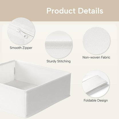 Criusia Sock Drawer Organizer Set - 8 Foldable Dividers for Baby Clothing, Underwear, and Accessories | White