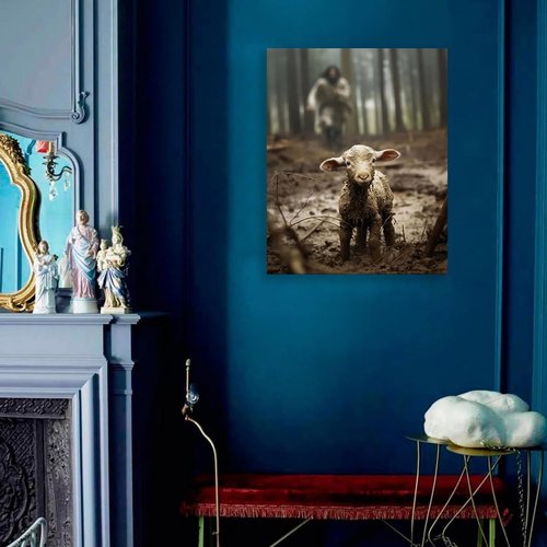 Christian Wall Art | Jesus with Lamb Canvas Print - Religious Home Decor, 8x10 Inch, Made in USA