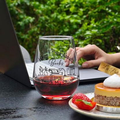Book Lover Wine Glass 15oz – Funny Gift for Readers, Stemless Glass