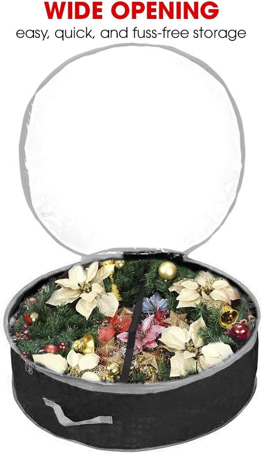 Primode Wreath Storage Bag 30" - Durable 600D Oxford Container with Clear Window for Easy Holiday Storage