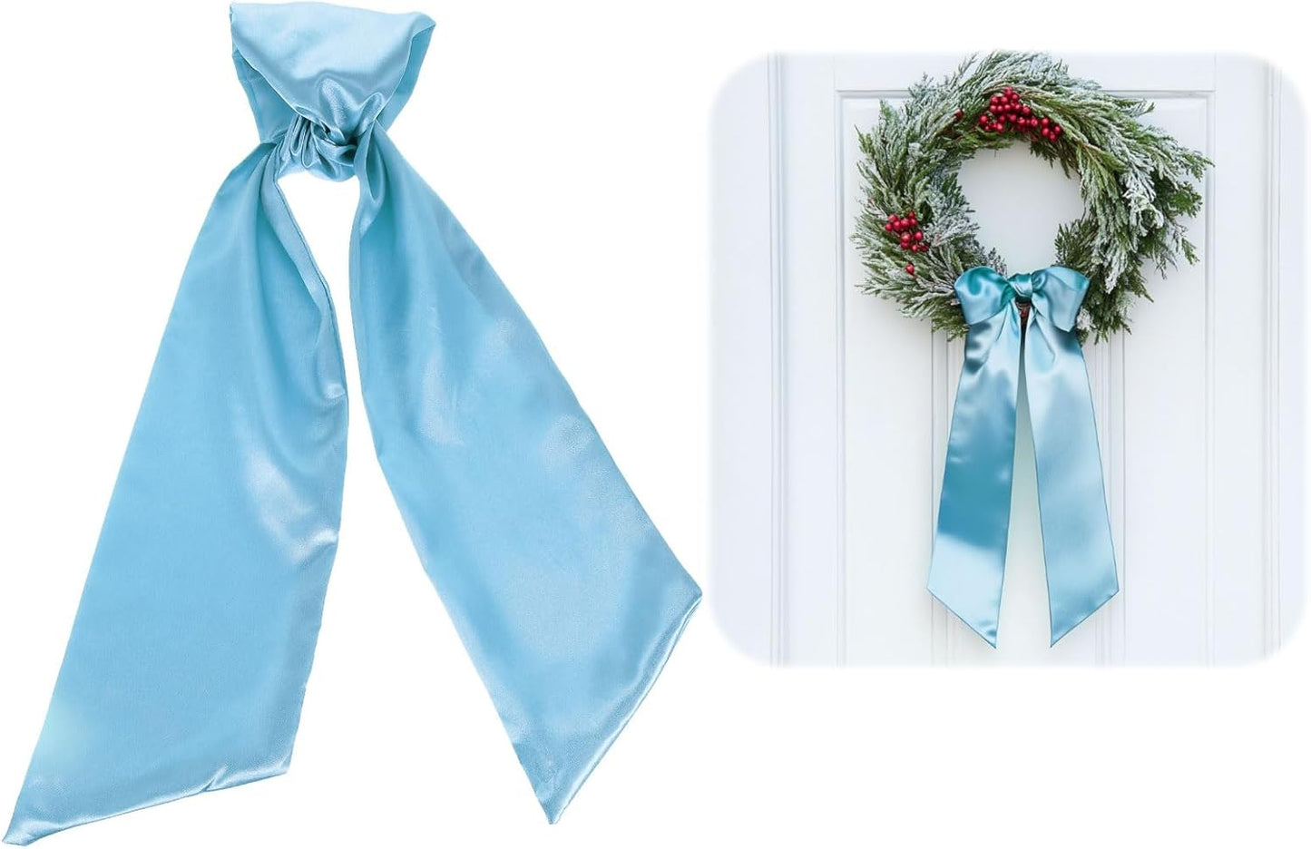 Uxcell Wreath Sash - 2 Pcs 46" x 4.5" Sky Blue Satin Blank Sashes for Embroidery & Decoration