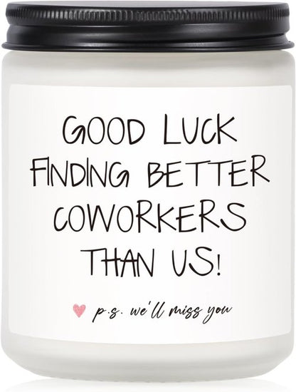 BAUBLEDAZZ Coworker Leaving Gifts for Women - Handmade Lavender Soy Wax Candle(7oz)- Funny Going Away, Goodbye, Farewell Gifts for Coworkers, Boss, Men, Women, Friend