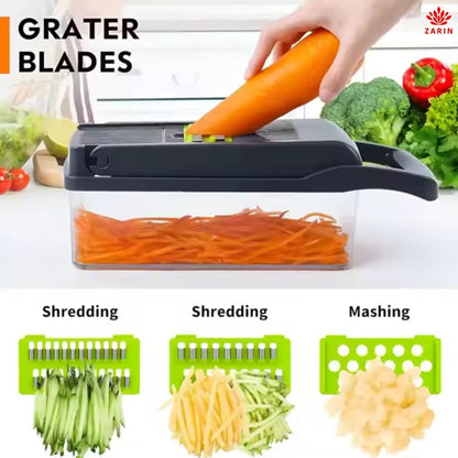 ZARIN 16-In-1 Vegetable Chopper & Slicer - Multi-Function Mandoline for Easy Meal Prep | Perfect for Onions, Fruits & Veggies