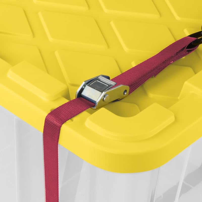 27-Gallon Industrial Storage Tote Set with Yellow Snap-Lid, 4 Pack