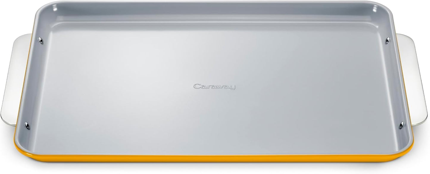 Caraway Non-Stick Ceramic Baking Sheet - Non-Toxic & PTFE Free - Ideal for Baking & Roasting - Large 18" x 13" - Marigold
