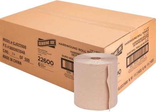Genuine Joe Hardwound Roll Towels - Embossed Design | Pack of 6 for Superior Absorbency