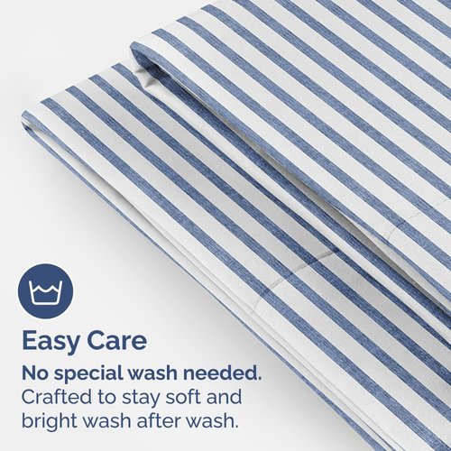 King Standard Pillow Cases Set of 4 - Soft Hotel Quality Pillowcase Covers - Comfy Bedding for Women, Men, Kids & Teens - Machine Washable Pillow Protectors - 4 Piece Set - King Standard Blue Stripes