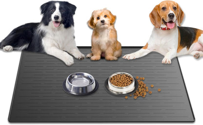 Skiennix 1.5MM Thick Dog Food Mat - Waterproof Silicone Pet Feeding Mat, 40"x30", Dark Gray