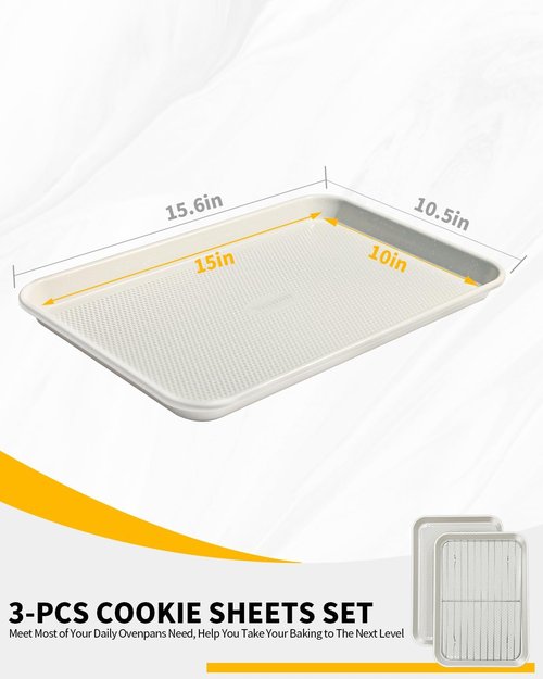 Jelly Roll Pan Set by [Brand Name] - 10x15 Nonstick Baking Sheets with Wire Rack | Durable Carbon Steel, Dishwasher Safe