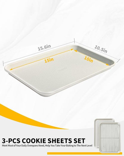 Jelly Roll Pan Set by [Brand Name] - 10x15 Nonstick Baking Sheets with Wire Rack | Durable Carbon Steel, Dishwasher Safe