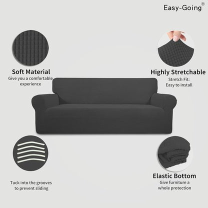 Easy-Going Sofa Slipcover - 1-Piece Stretch Furniture Protector in Dark Gray | Soft Elastic Bottom, Kids Friendly