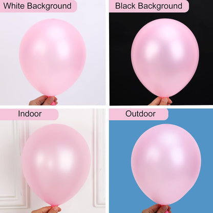 RUBFAC Pearl Pink Balloons - 129-Piece Latex Balloon Garland Kit for Weddings & Parties | 5-12 Inch Sizes