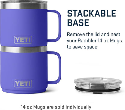 YETI Rambler 14 oz Stackable Mug - Vacuum Insulated Stainless Steel with MagSlider Lid | Durable & Convenient