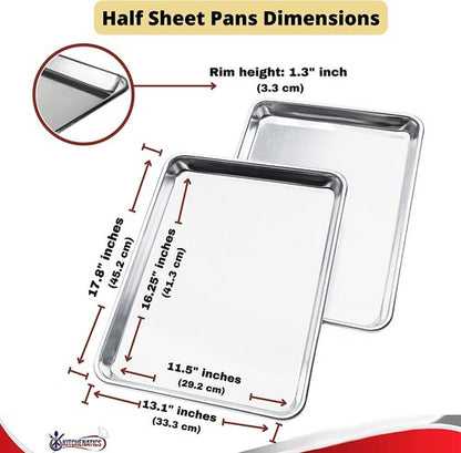 KITCHENATICS Nonstick Baking Sheets - Heavy Duty Aluminum Half Sheet Pans, 13.1" x 17.9", Set of 2