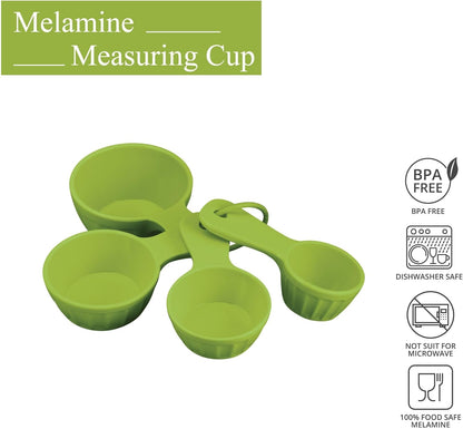 UPware 4-Piece Melamine Measuring Cups Set - Multi-Purpose Liquid & Dry Kitchen Tools | Latte Green