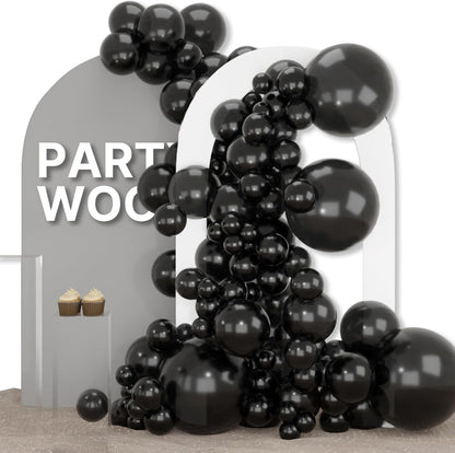 PartyWoo Black Balloons - 155-Piece Arch Kit with Various Sizes for Baby Shower & Birthday Decor