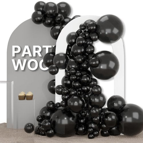 PartyWoo Black Balloons 155 pcs Different Sizes of 18 12 10 5 Inch Black Balloons Arch Kit Garland for Baby Shower Birthday Graduation Casino Gaming Anniversary Race Car Party Decorations Black-Y18