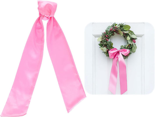 Uxcell Wreath Sash - 58" x 4" Pink Satin Blank Sash for Embroidery & Monogram Decor