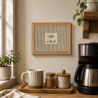Wood Framed Coffee Wall Art - 8x10in Kitchen Decor - Coffee O'clock