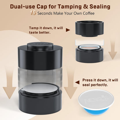 Nessus Reusable Pod Kit for Nespresso Vertuo | 100 Pcs Aluminum Foil Seals & Accessories
