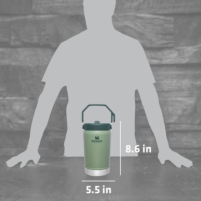 Stanley IceFlow Stainless Steel Water Jug - Vacuum Insulated Tumbler with Straw, 40 OZ | Hammertone Green