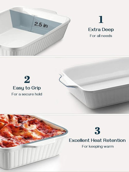 DOWAN Casserole Dish - 9x13 Ceramic Baking Pan | Large 4.2 Quart Oven Safe Lasagna Dish with Handles