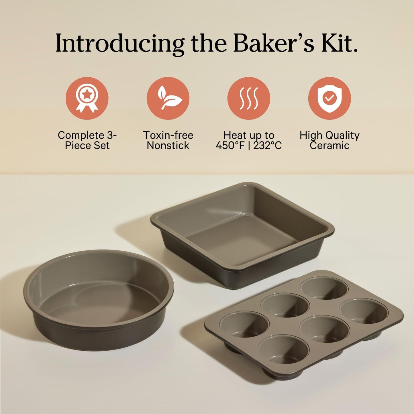 Our Place Wonder Oven Baker’s Kit - 3-Piece Toxin-Free Ceramic Bakeware Set | Oven-Safe Up to 450°F - Char