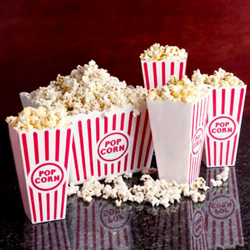 Novelty Place Classic Red & White Striped Popcorn Containers - Perfect for Movie Night | 9.25" Square x 5.9" Deep (1 Pack)