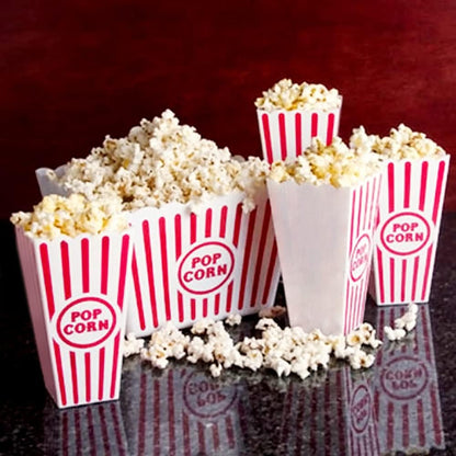 Novelty Place Classic Red & White Striped Popcorn Containers - Perfect for Movie Night | 9.25" Square x 5.9" Deep (1 Pack)